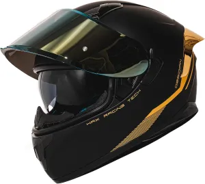 HAX Obsidian Full Face Dual Visor Adult Motorcycle Helmet for Motorbike Street Bike with Pinlock Ready DOT Approved Matte Black Gold M