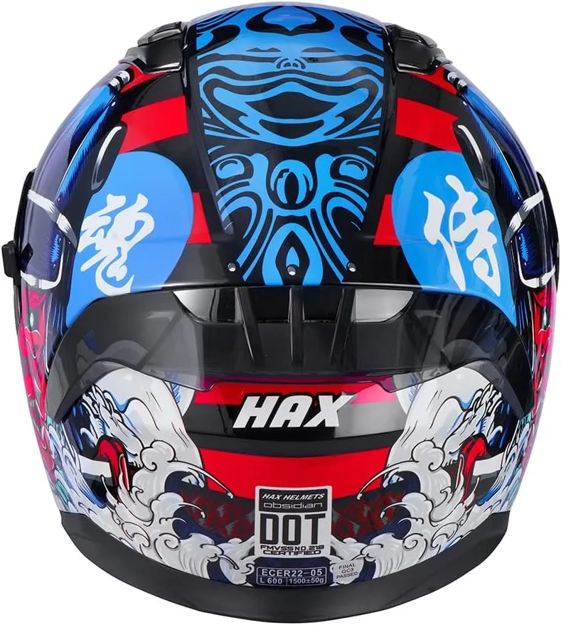 HAX Obsidian Full Face Dual Visor Adult Motorcycle Helmet for Motorbike Street Bike with Pinlock Ready DOT Approved Samurai Red XXL