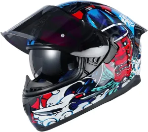 HAX Obsidian Full Face Dual Visor Adult Motorcycle Helmet for Motorbike Street Bike with Pinlock Ready DOT Approved Samurai Red XXL