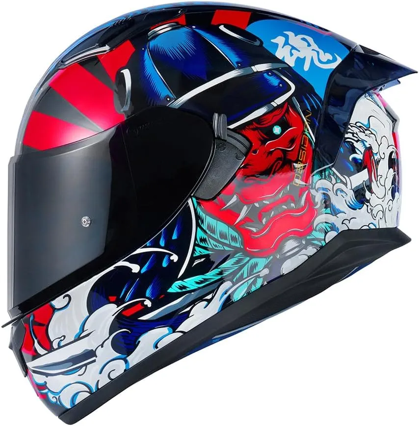 HAX Obsidian Full Face Dual Visor Adult Motorcycle Helmet for Motorbike Street Bike with Pinlock Ready DOT Approved Samurai Red XXL