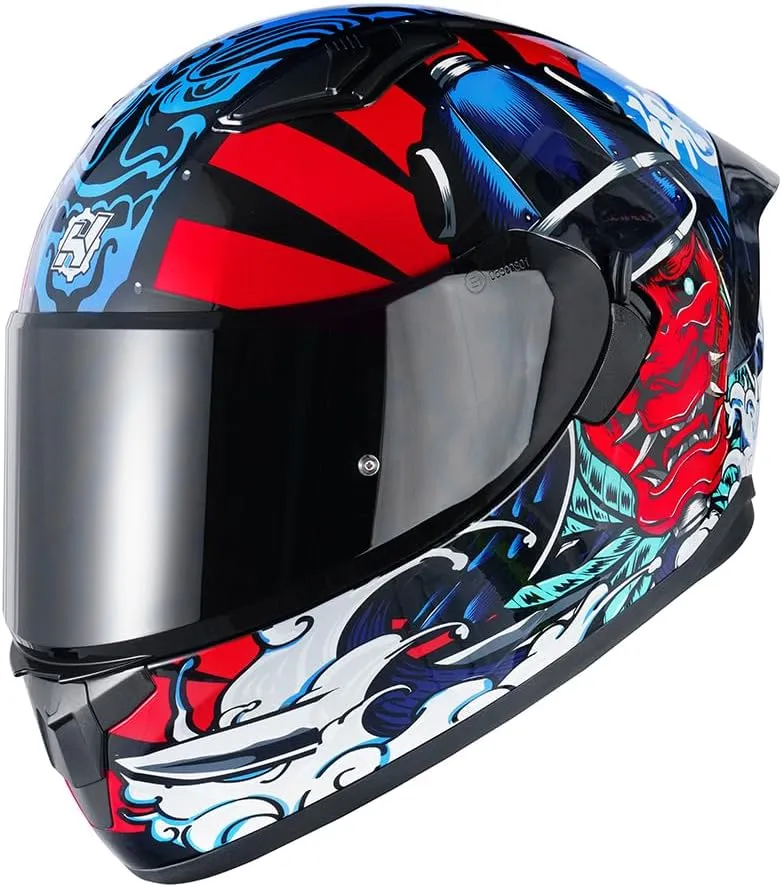 HAX Obsidian Full Face Dual Visor Adult Motorcycle Helmet for Motorbike Street Bike with Pinlock Ready DOT Approved Samurai Red XXL