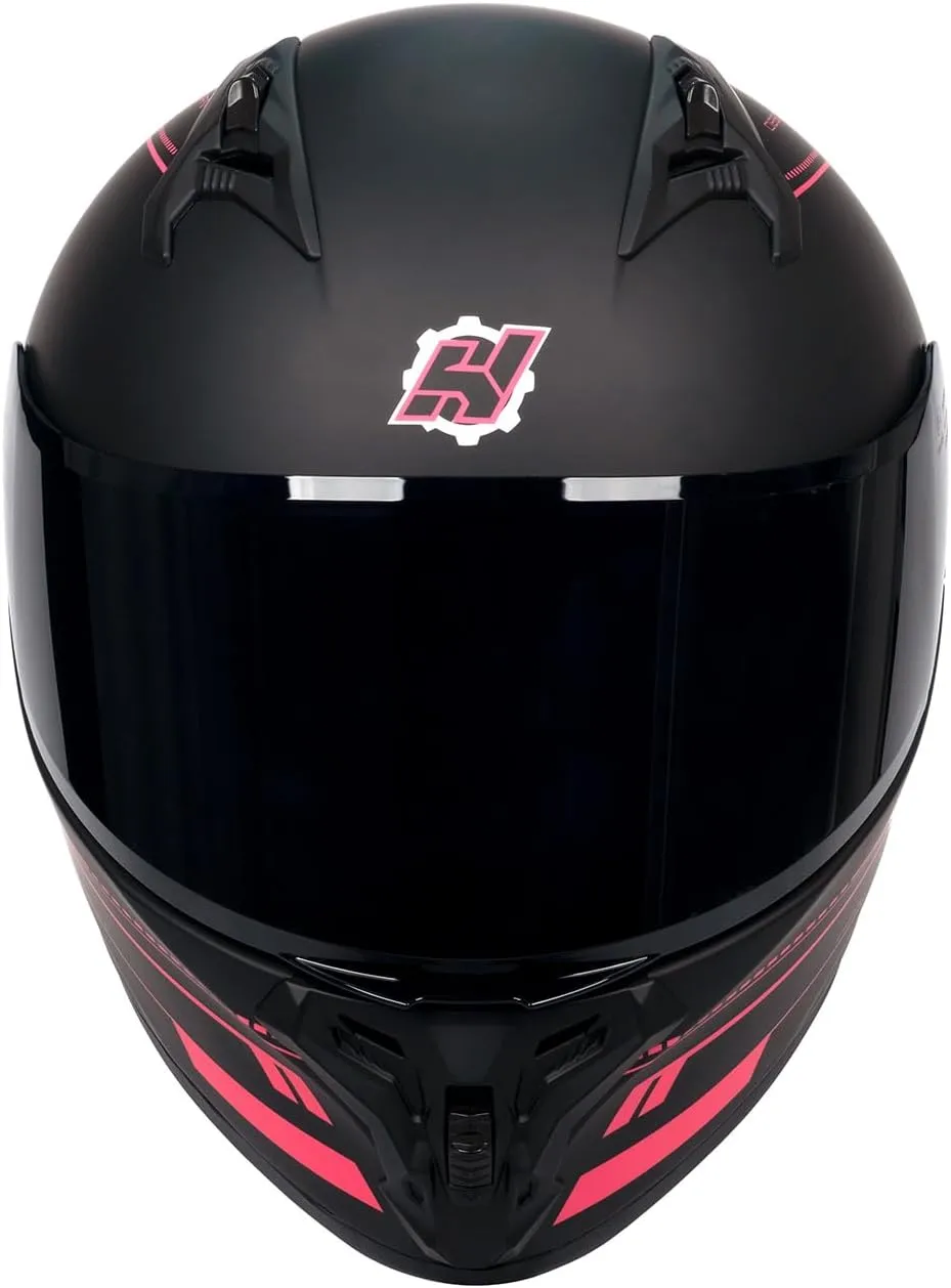 HAX Obsidian Pro Full Face Dual Visor Adult Motorcycle Helmet for Motorbike Street Bike with Pinlock Ready DOT Approved Matte Pink M