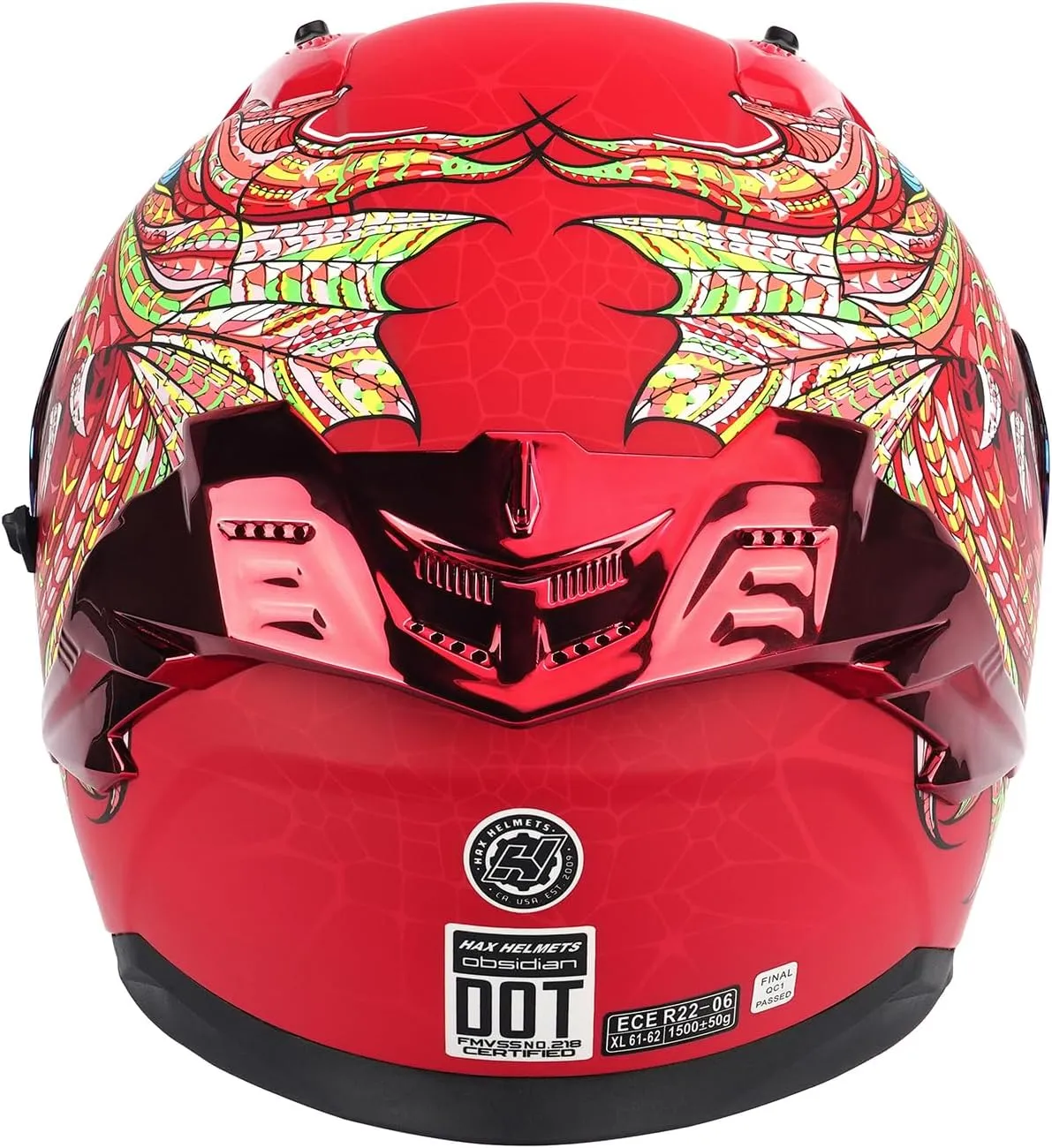 HAX Obsidian Pro Full Face Dual Visor Adult Motorcycle Helmet for Motorbike Street Bike with Pinlock Ready DOT Approved Slyer Red XL