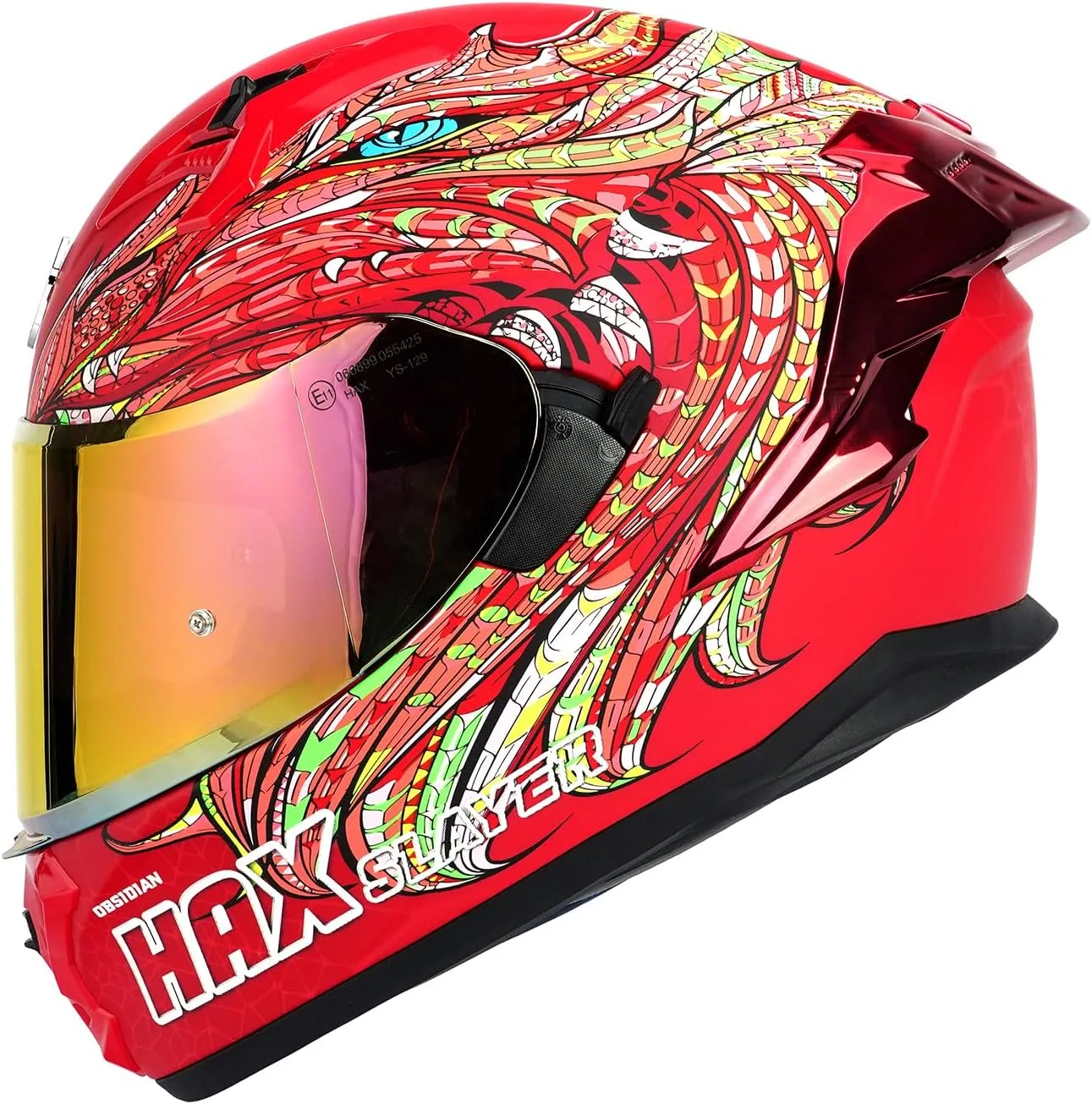 HAX Obsidian Pro Full Face Dual Visor Adult Motorcycle Helmet for Motorbike Street Bike with Pinlock Ready DOT Approved Slyer Red XL