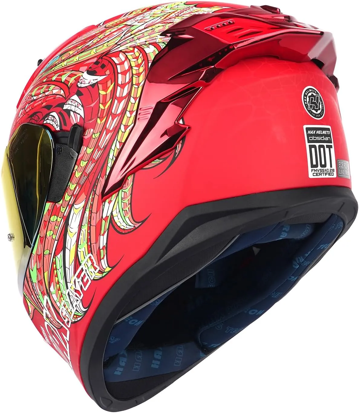 HAX Obsidian Pro Full Face Dual Visor Adult Motorcycle Helmet for Motorbike Street Bike with Pinlock Ready DOT Approved Slyer Red XL