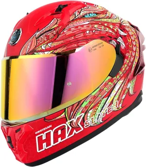 HAX Obsidian Pro Full Face Dual Visor Adult Motorcycle Helmet for Motorbike Street Bike with Pinlock Ready DOT Approved Slyer Red XL