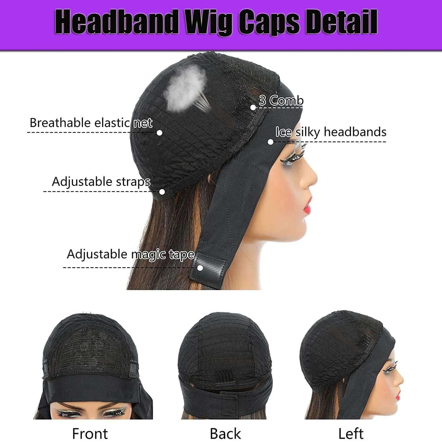 Headband Wigs For Black Women Short Wavy Headband Wig 14 Inch Natural Black Glueless Wig Heat Resistant Fibers Synthetic Hair Easy Wear