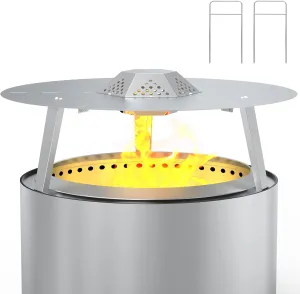 Heat Deflector for Solo Stove Yukon 27” Stainless Steel Heat Diffuser for Solo Stove Yukon 1.0 2.0 Accessories with Carrying Handle and 3 Support Leg for 27" Other Outdoor Indoor FirePits