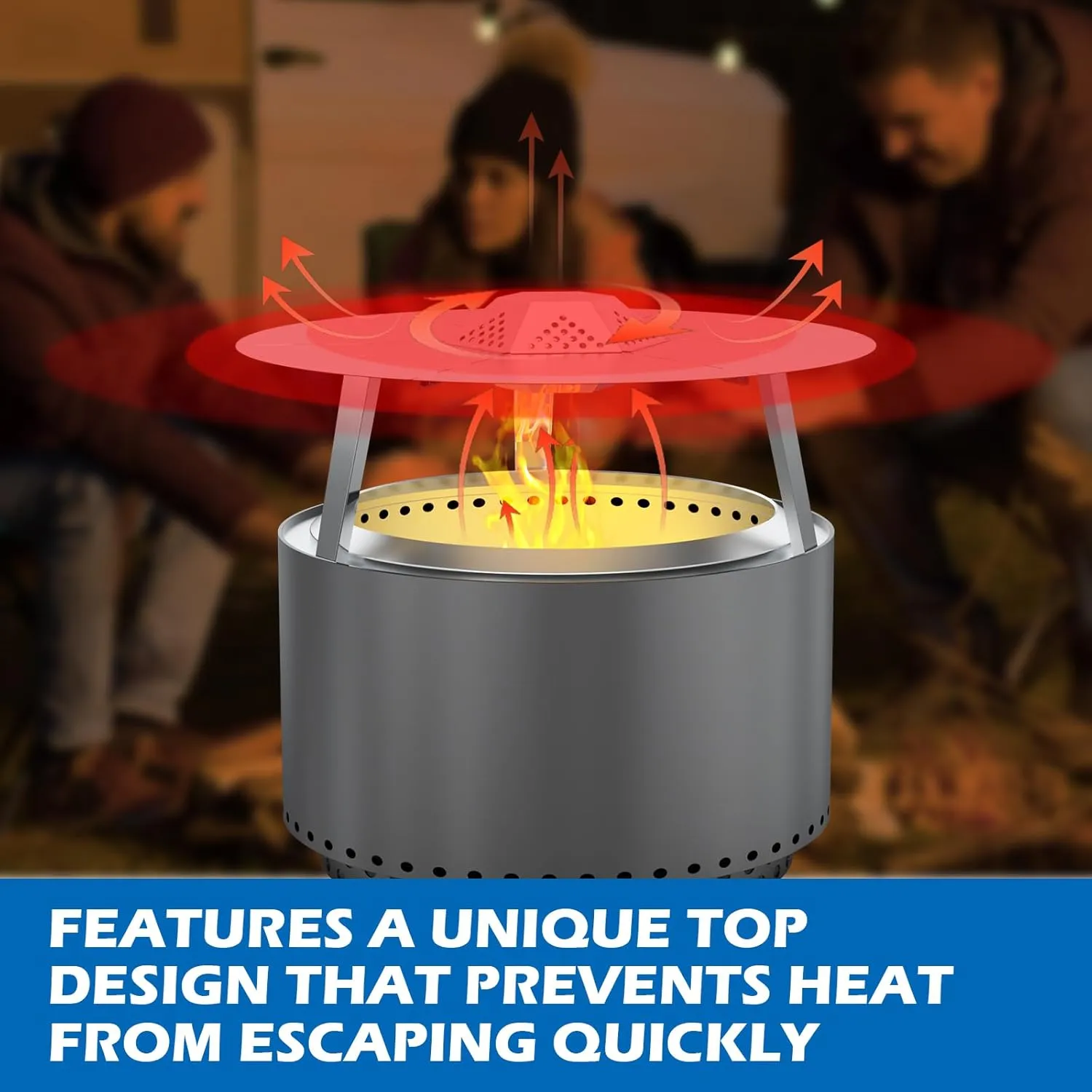 Heat Deflector for Solo Stove Yukon 27” Stainless Steel Heat Diffuser for Solo Stove Yukon 1.0 2.0 Accessories with Carrying Handle and 3 Support Leg for 27" Other Outdoor Indoor FirePits
