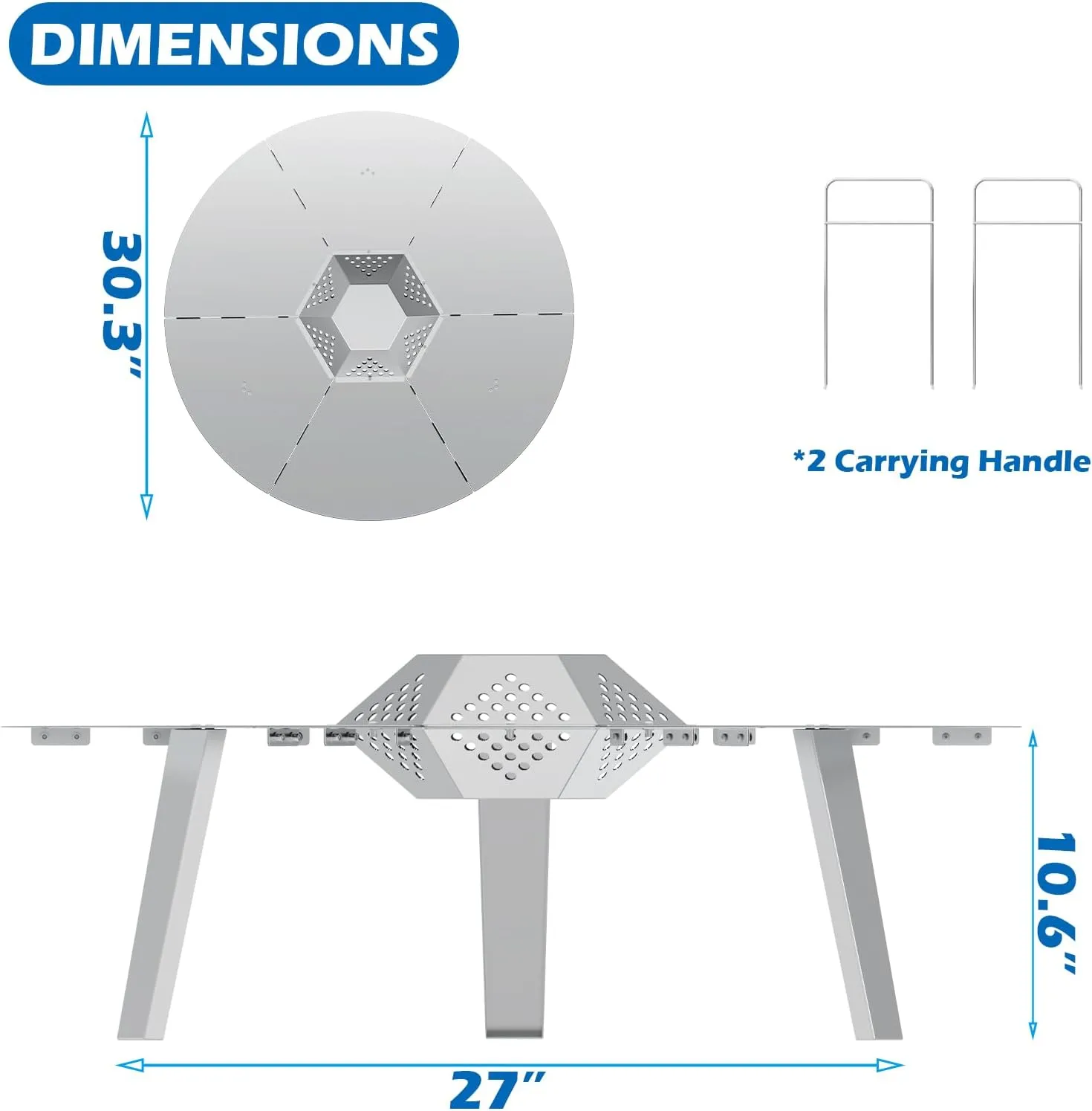 Heat Deflector for Solo Stove Yukon 27” Stainless Steel Heat Diffuser for Solo Stove Yukon 1.0 2.0 Accessories with Carrying Handle and 3 Support Leg for 27" Other Outdoor Indoor FirePits