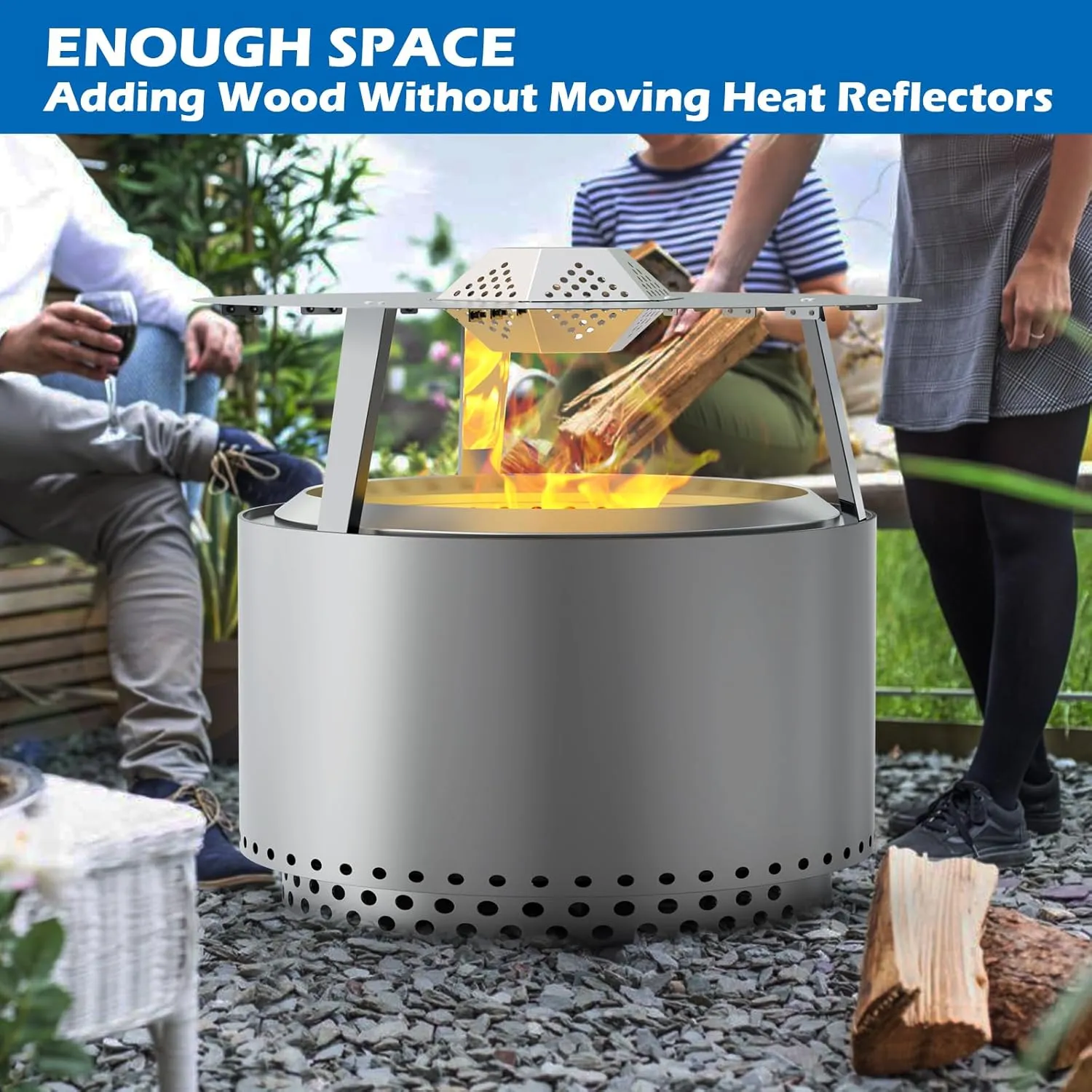Heat Deflector for Solo Stove Yukon 27” Stainless Steel Heat Diffuser for Solo Stove Yukon 1.0 2.0 Accessories with Carrying Handle and 3 Support Leg for 27" Other Outdoor Indoor FirePits