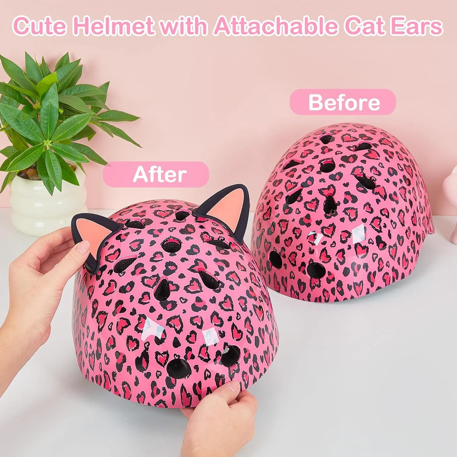 Helmet for Kids 8-14, Adjustable Kids Bike Helmet with DIY Cat Ears for Girls Youth for Skateboard Scooter Cycling Roller Skating