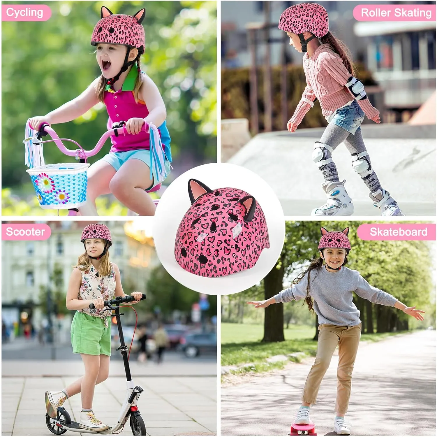 Helmet for Kids 8-14, Adjustable Kids Bike Helmet with DIY Cat Ears for Girls Youth for Skateboard Scooter Cycling Roller Skating