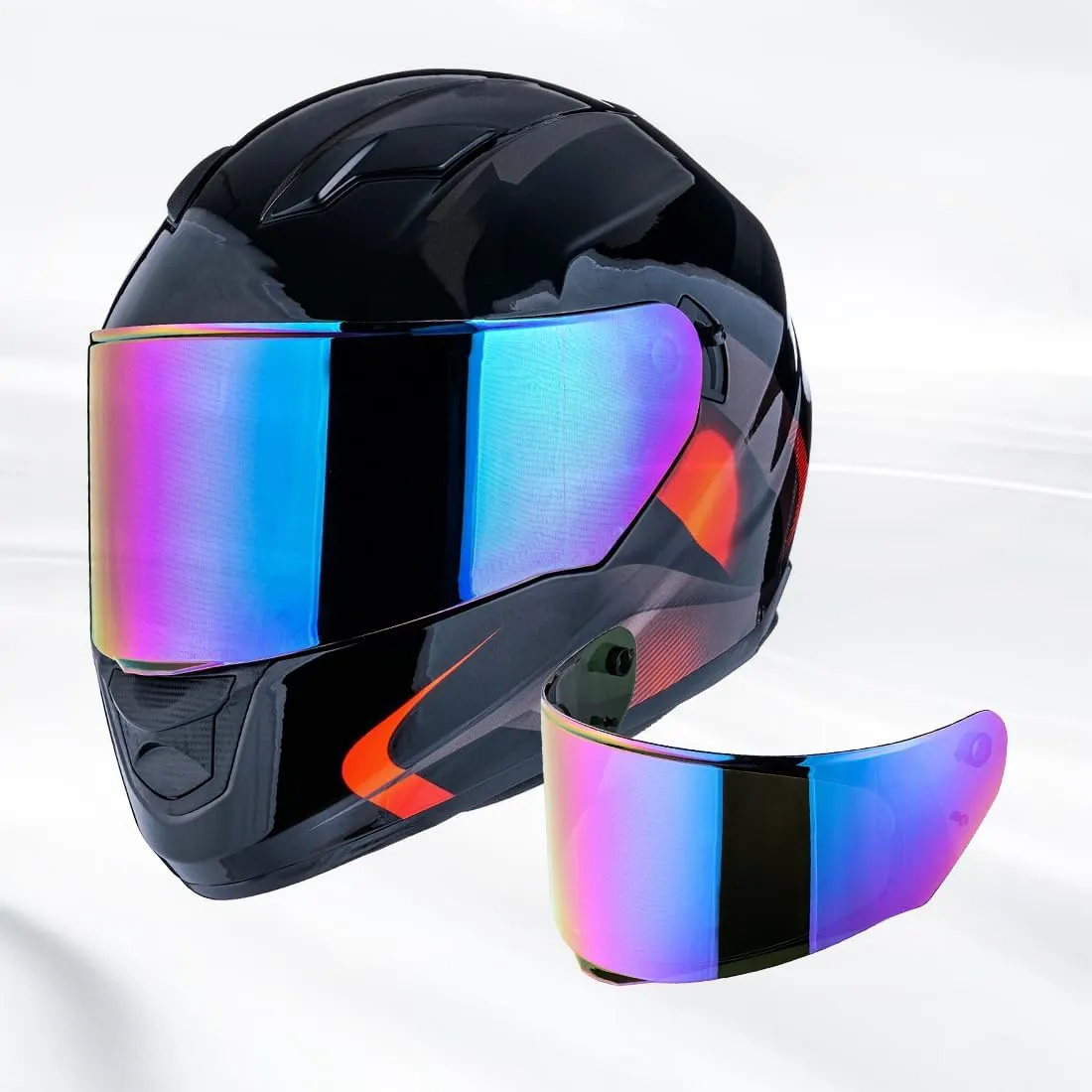 Helmet Shield For Assault/Rapid/Stream Full Face Shield Street Motorcycle Helmet Visor Replacement (Rainbow)
