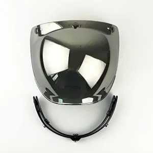 Helmet Visor, Motorcycle Windshield Compatible with V-intage Helmet Compatible with Moto Helmet Bubble Visor Compatible with BE-ON Compatible with TORC 3 snap Open Face Helmet, HZYEYO(Silver)