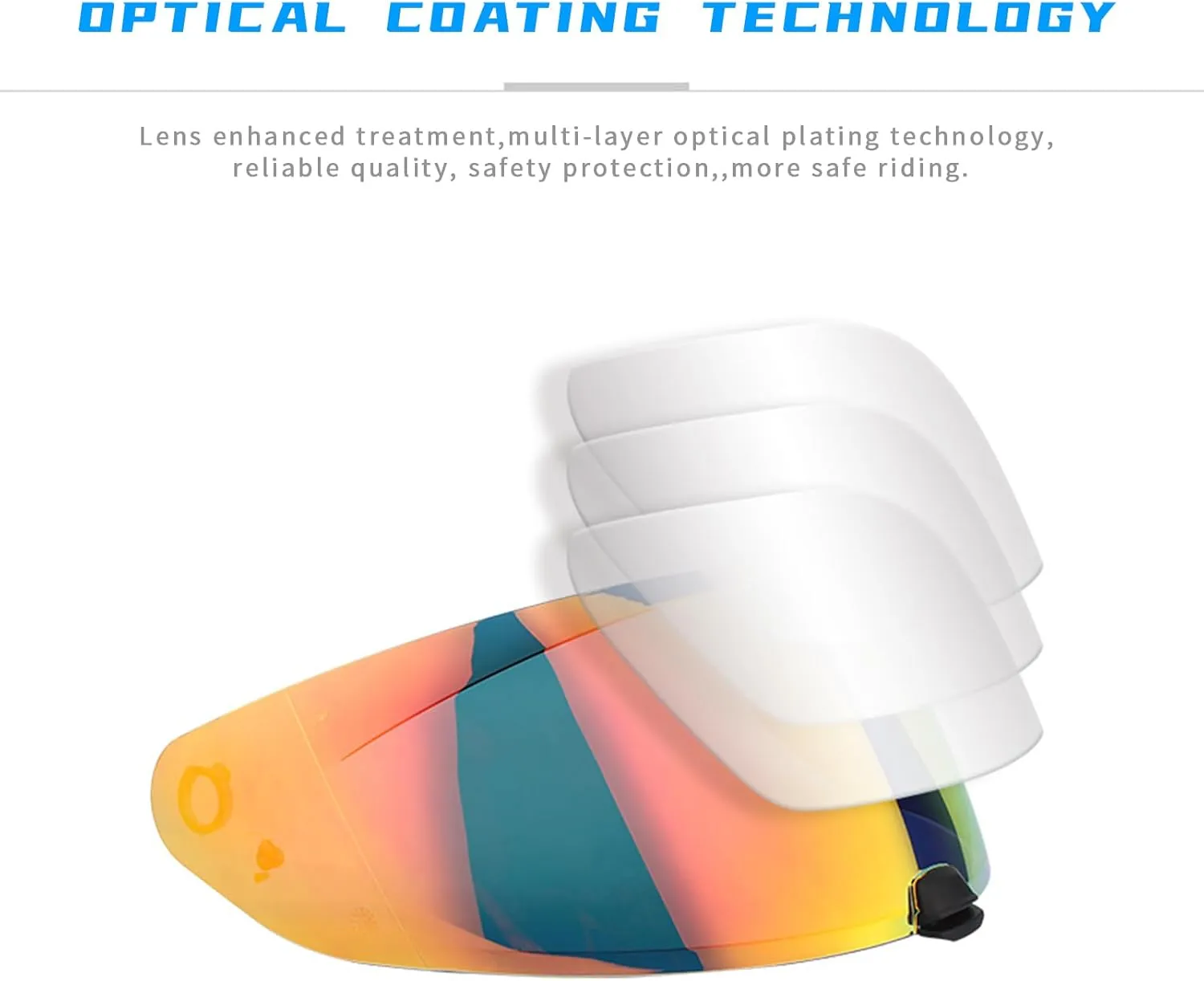 Helmet Visor Replacement Face Shield for HJC HJ-31 i70/i10 Pinlock Ready Shield Visor Wind Shield Helmet Lens (Revo Clear Blue)
