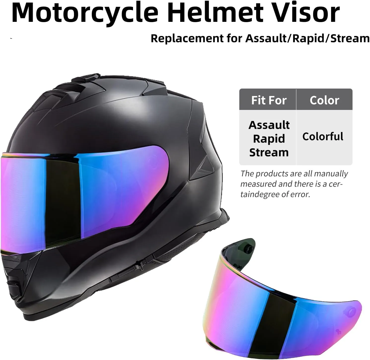 Helmet Visors Face Shield Replacement,For Assault/Rapid/Stream Helmet Visor Accessories (Rainbow)