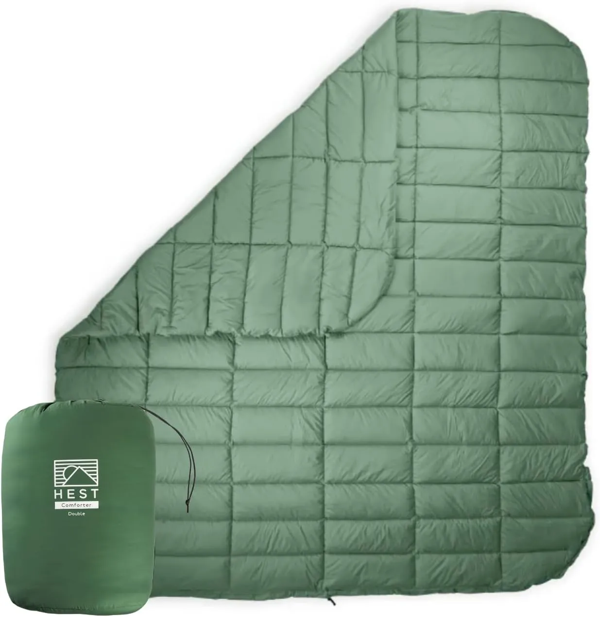 HEST Packable Comforter for Camping, Double Size - 100% Recycled Polyester Fill and Premium Quiet Fabric - Perfect for Hiking, Backpacking & Outdoor Adventures