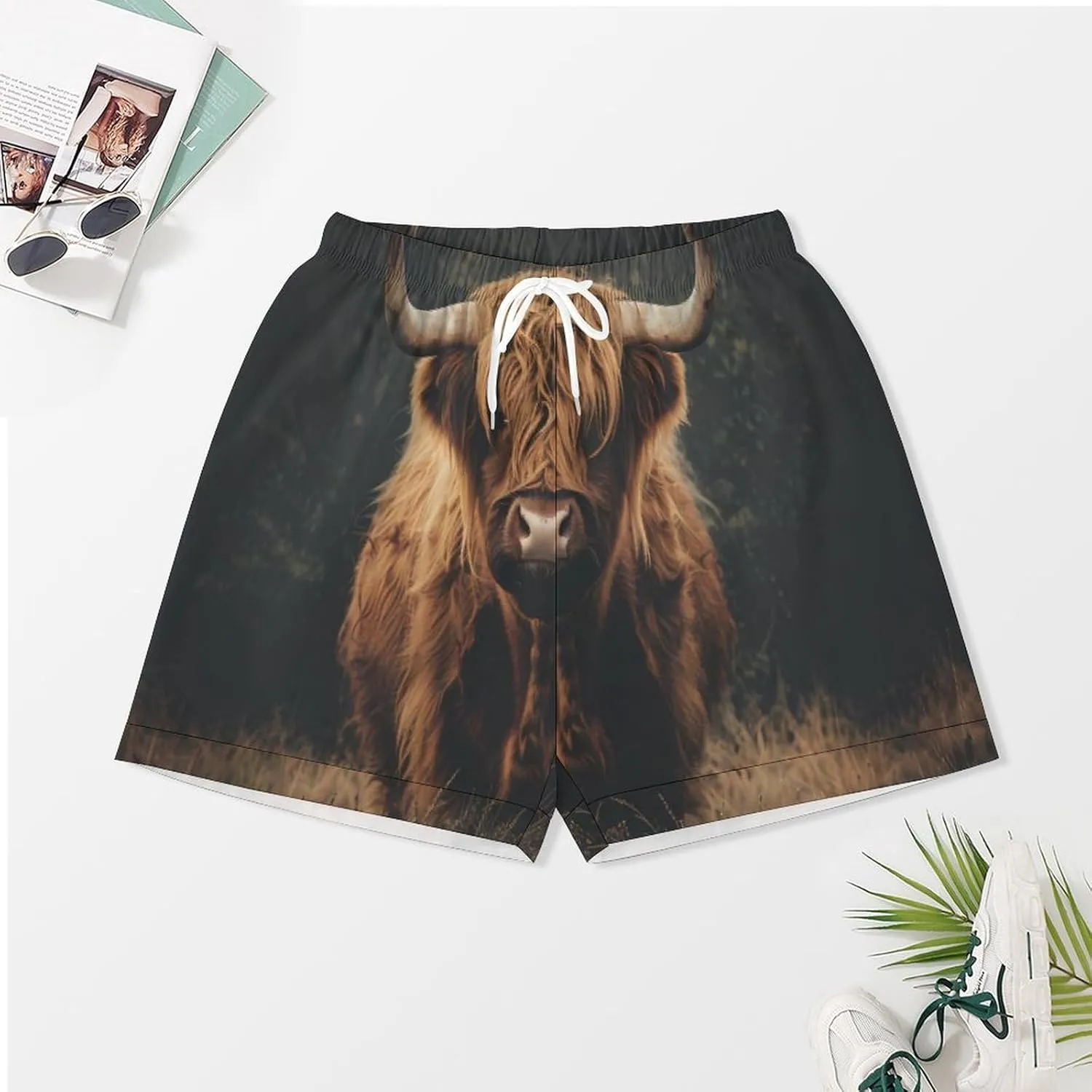 Highland Cow Women's Satin Pajama Set Short Sleeve Button Down Sleepwear Loungewear Pj Set