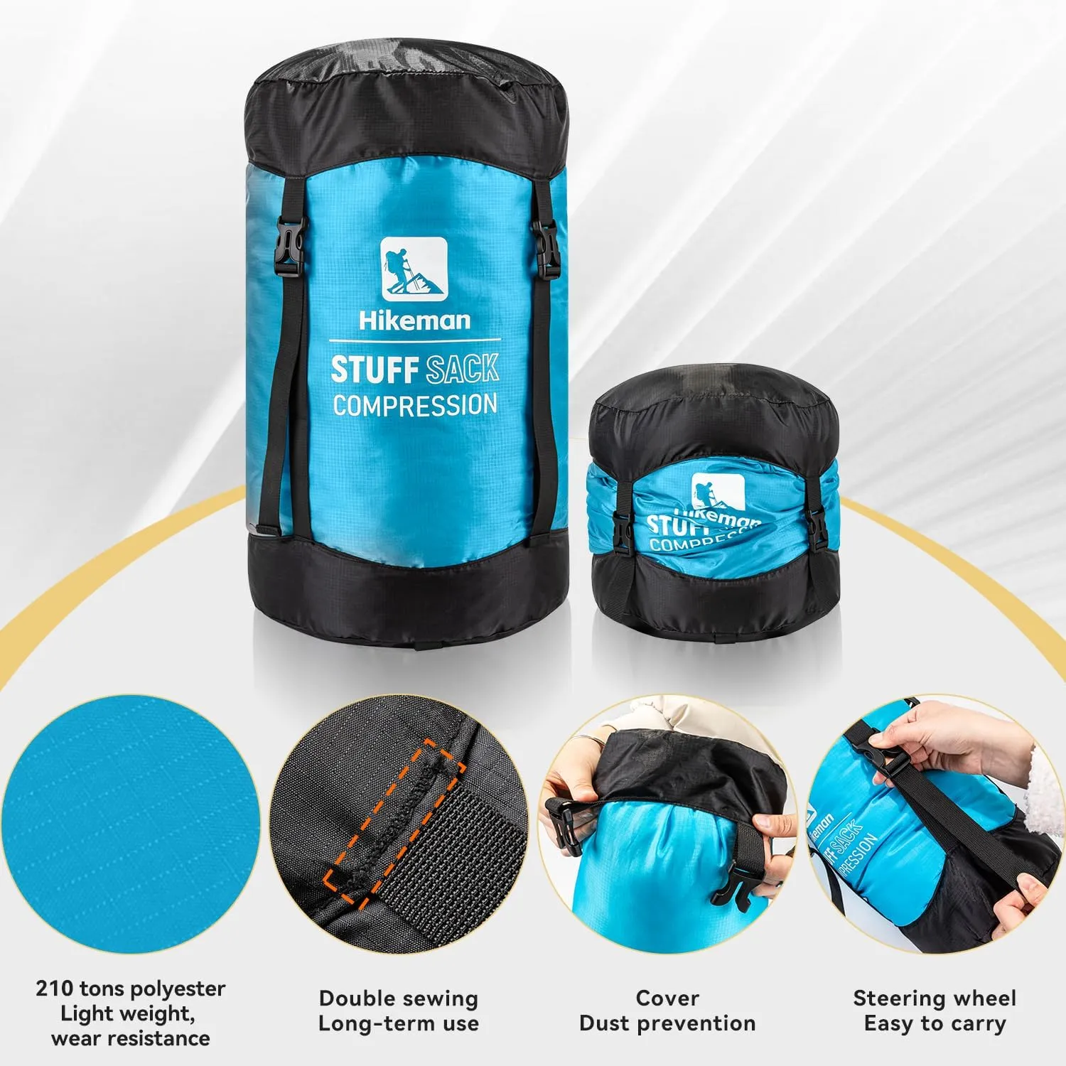 HIKEMAN Compression Sack, 50% More Storage! 12L/19L/32L/46L/53L Compression Stuff Sack, Water-Resistant & Ultralight Sleeping Bag Stuff Sack - Space Saving Gear for Camping, Hiking