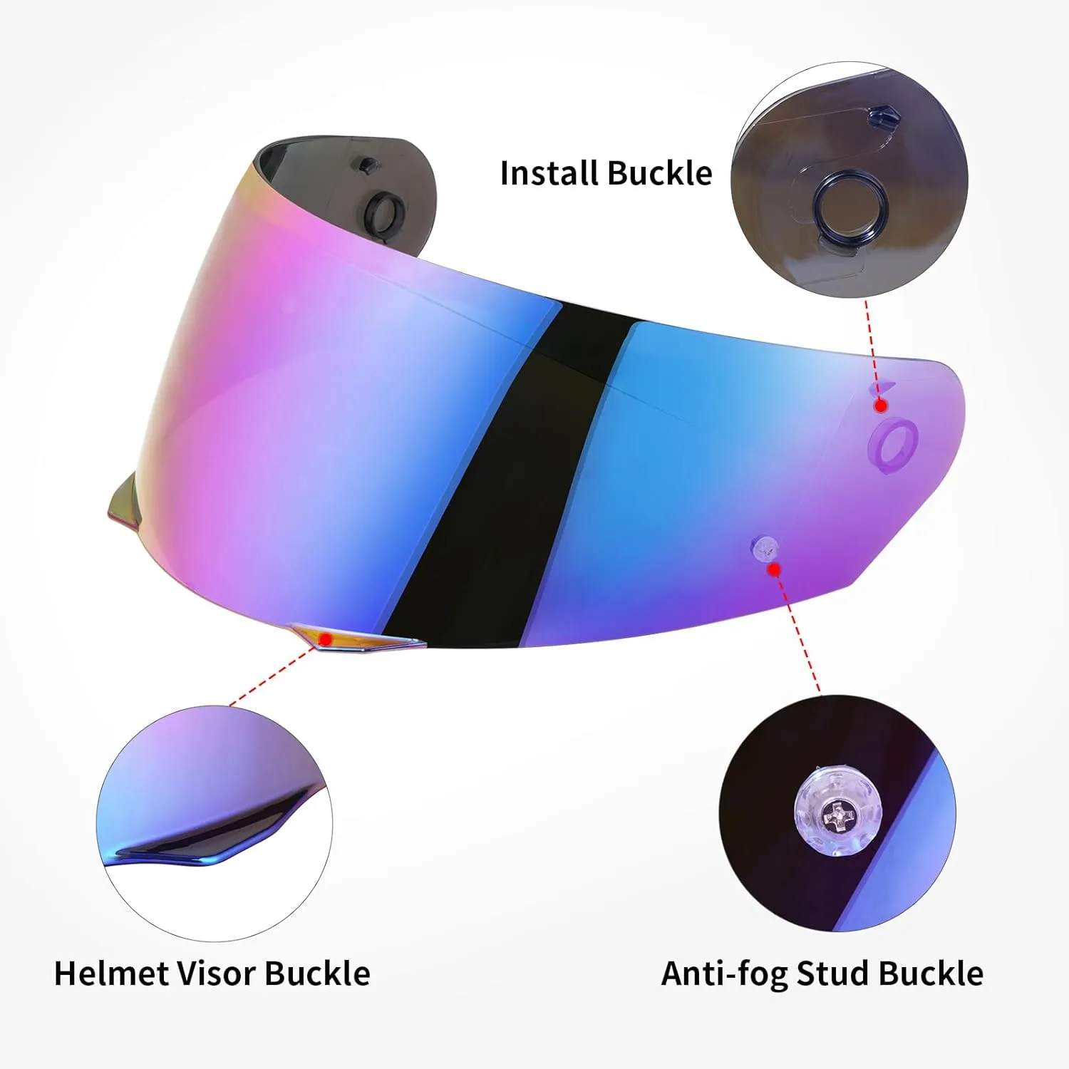 HJ-33 Visor Shield Replacement, I90 Visor Face Shield Compatible With HJ-33 Helmet Visor Accessories (Rainbow)