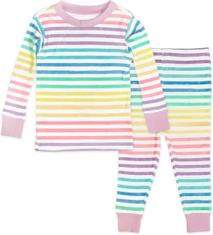 HonestBaby Multipack 2-Piece Pajamas Sleepwear Pjs 100% Organic Cotton for Infant Baby and Toddler Girls