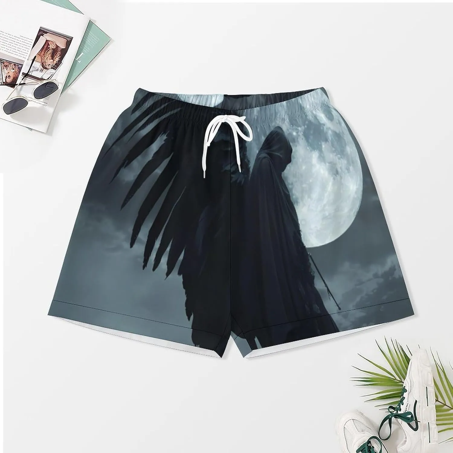Horror Vampire Devil Grim Reaper Women's Satin Pajama Set Short Sleeve Button Down Sleepwear Loungewear Pj Set