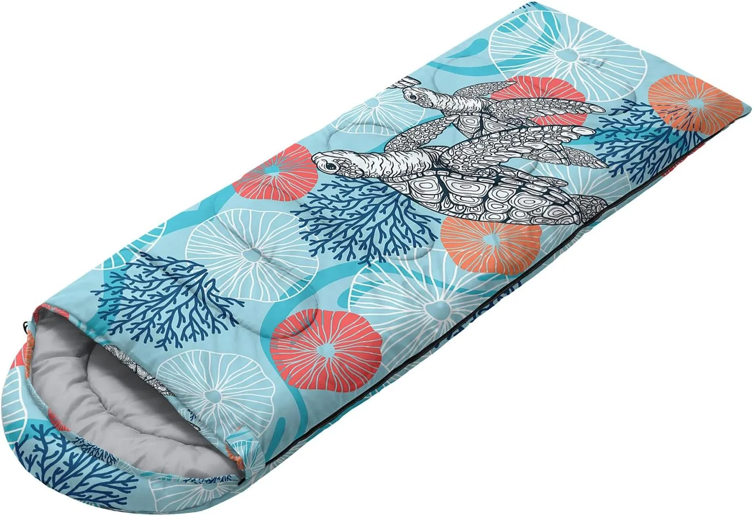 HOSIMA Cartoon Axolotl Sleeping Bags for Kids 10-12,Blue Cartoon Kids Sleeping Bags for Girls Boys,Compact Sleeping Bag for Camping Essentials and Hiking.