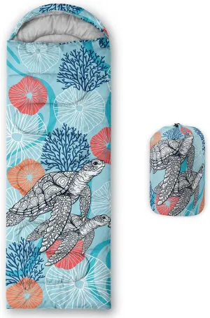 HOSIMA Cartoon Axolotl Sleeping Bags for Kids 10-12,Blue Cartoon Kids Sleeping Bags for Girls Boys,Compact Sleeping Bag for Camping Essentials and Hiking.