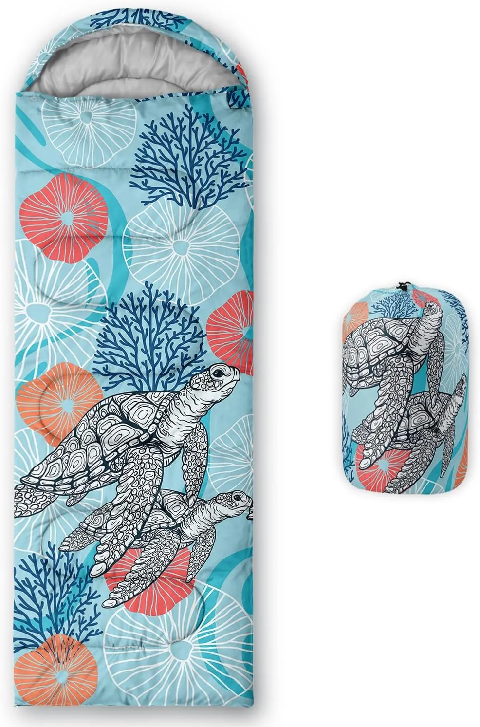 HOSIMA Cartoon Axolotl Sleeping Bags for Kids 10-12,Blue Cartoon Kids Sleeping Bags for Girls Boys,Compact Sleeping Bag for Camping Essentials and Hiking.