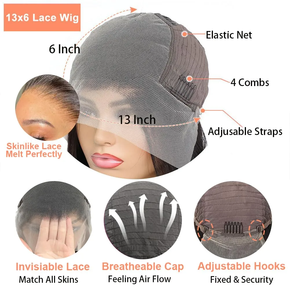 HOT STAR 250% Density 260g 13x6 Body Wave Lace Front Wigs Human Hair Pre Plucked 13x6 100% Human Hair Wigs for Black Women Glueless Frontal Wigs Human Hair HD Lace Body Wave Wig 28 Inch