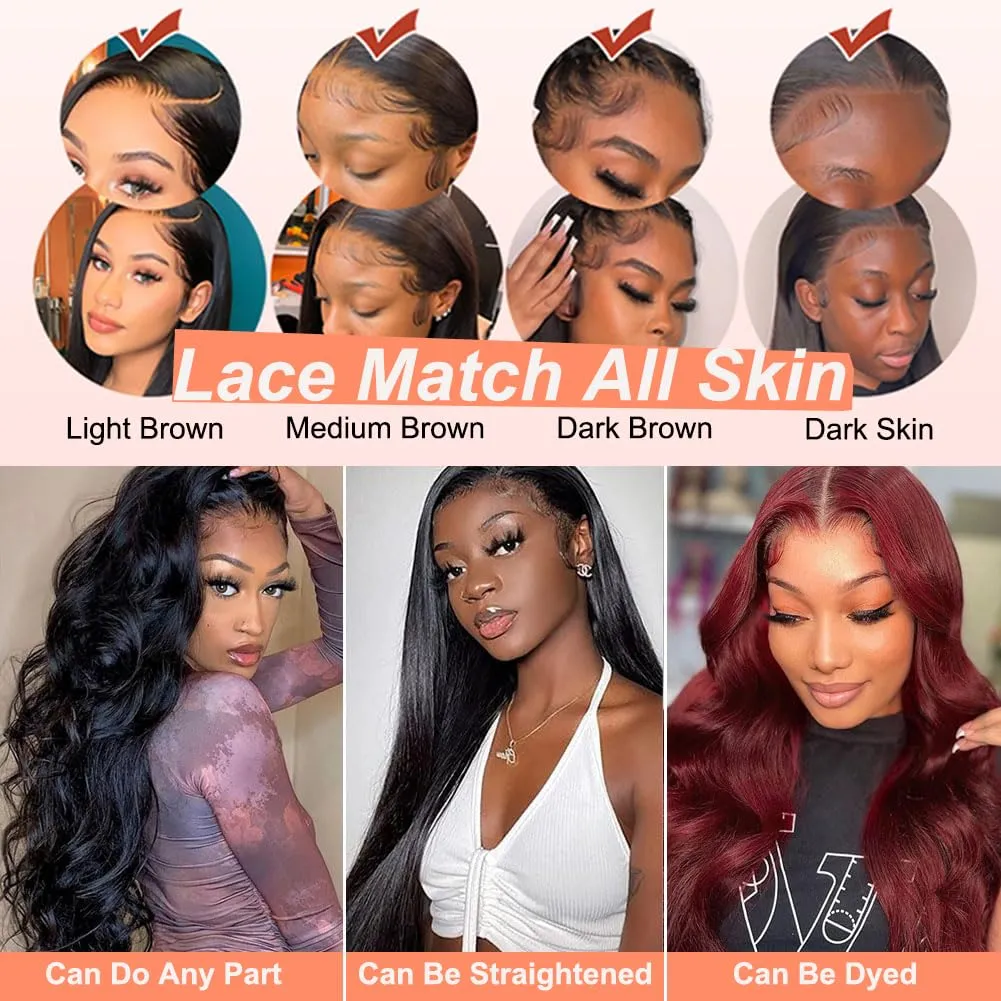 HOT STAR 250% Density 260g 13x6 Body Wave Lace Front Wigs Human Hair Pre Plucked 13x6 100% Human Hair Wigs for Black Women Glueless Frontal Wigs Human Hair HD Lace Body Wave Wig 28 Inch