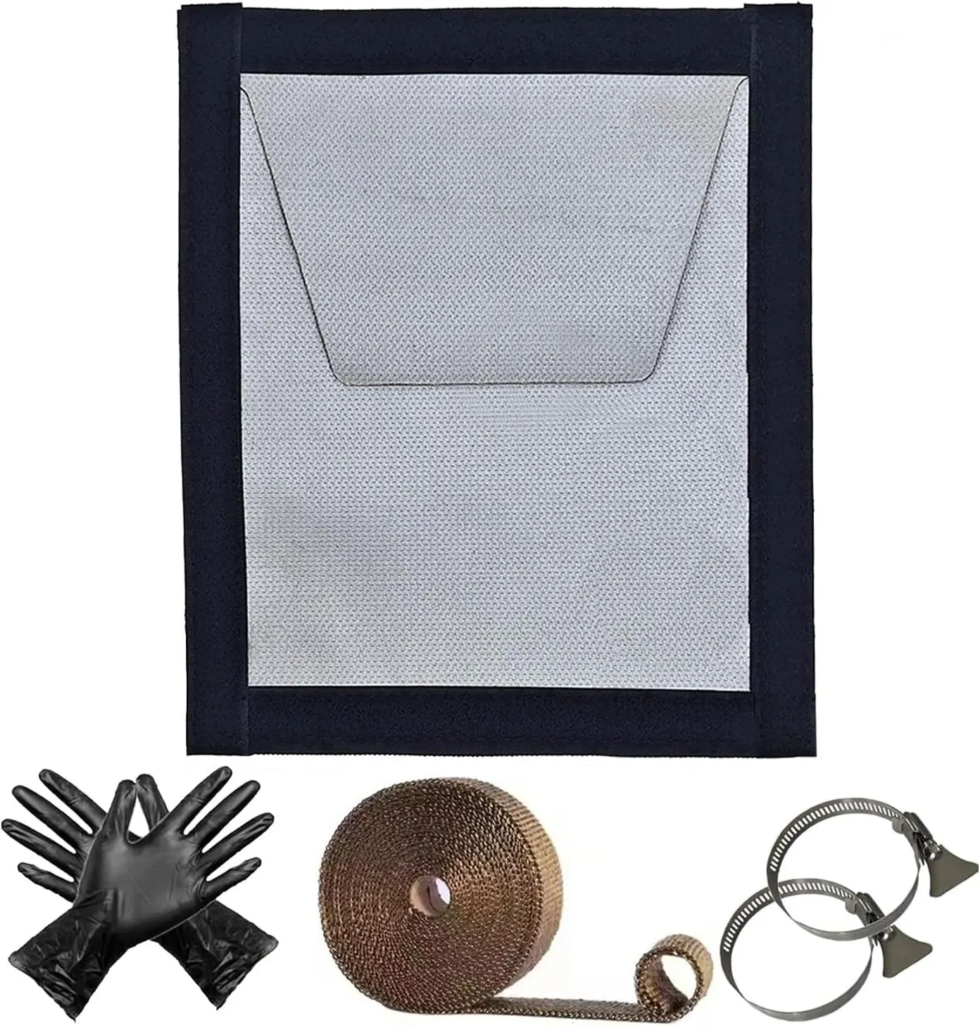 Hot Tent Stove Jack Kit 9.05" x 7.87" with 3.74inch Expandable Hole/Rain Clap, DIY Camping Fire-Resistant Stove Hole, for Chimney Pipes