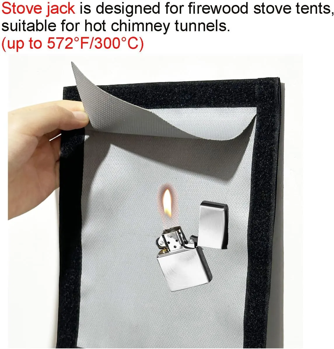Hot Tent Stove Jack Kit 9.05" x 7.87" with 3.74inch Expandable Hole/Rain Clap, DIY Camping Fire-Resistant Stove Hole, for Chimney Pipes