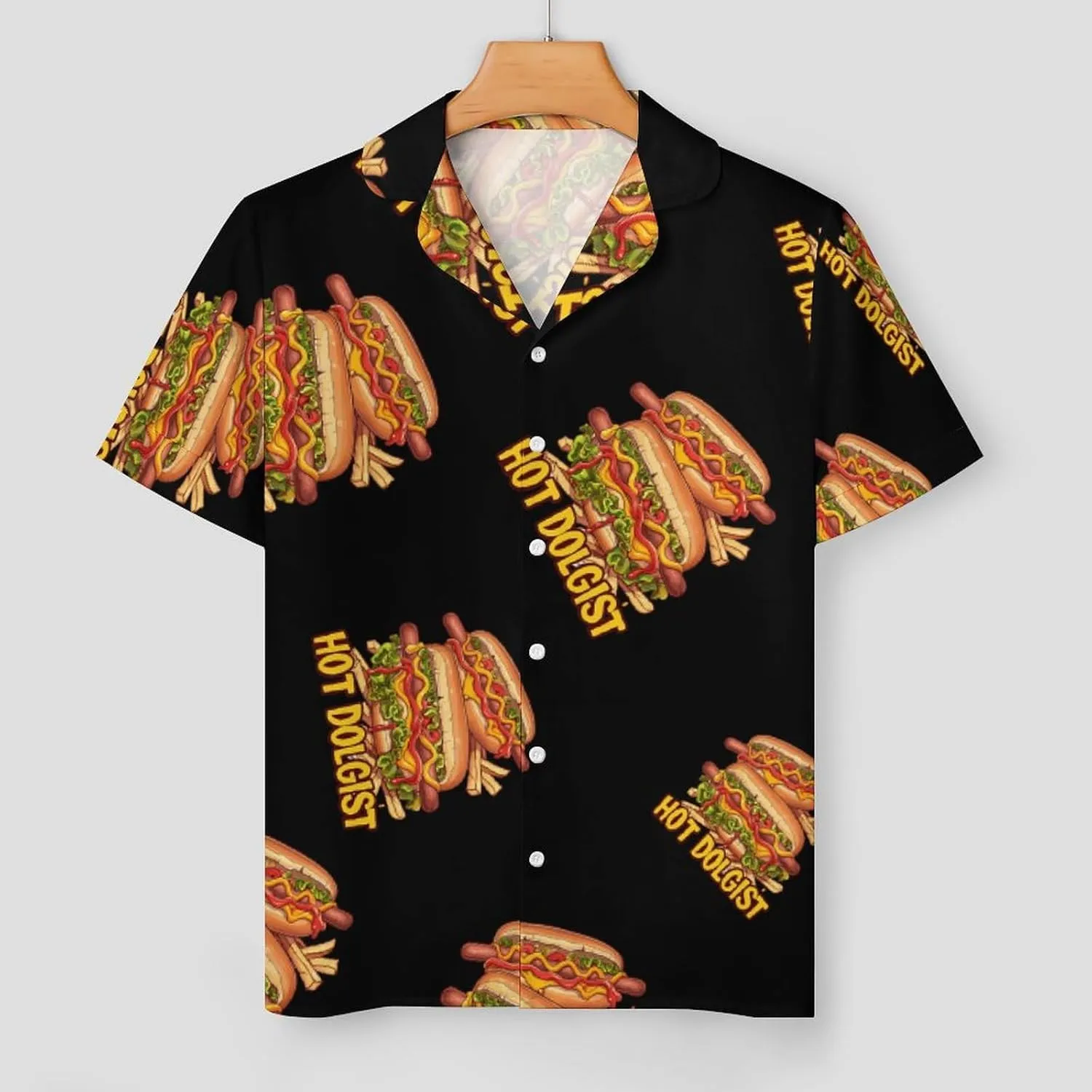 Hotdogologist Hotdog Sausage Hot Dog Women's Satin Pajama Set Short Sleeve Button Down Sleepwear Loungewear Pj Set