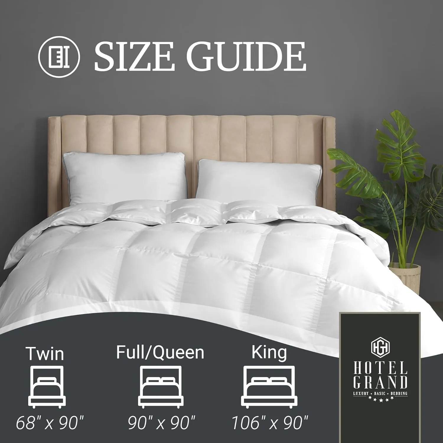 Hotel Grand White Goose Down Fiber Comforter King Size - All Season Hotel Collection Duvet Insert King Medium Warmth Comforter with 1cm Breathable Panel, 106" x 90"