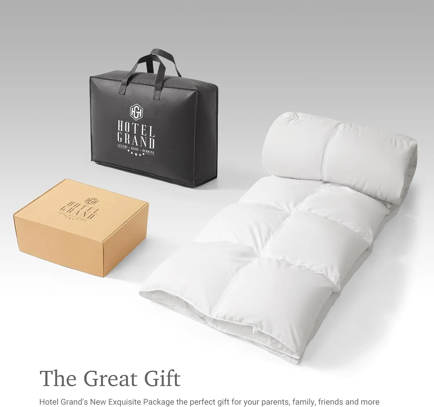 Hotel Grand White Goose Down Fiber Comforter King Size - All Season Hotel Collection Duvet Insert King Medium Warmth Comforter with 1cm Breathable Panel, 106" x 90"