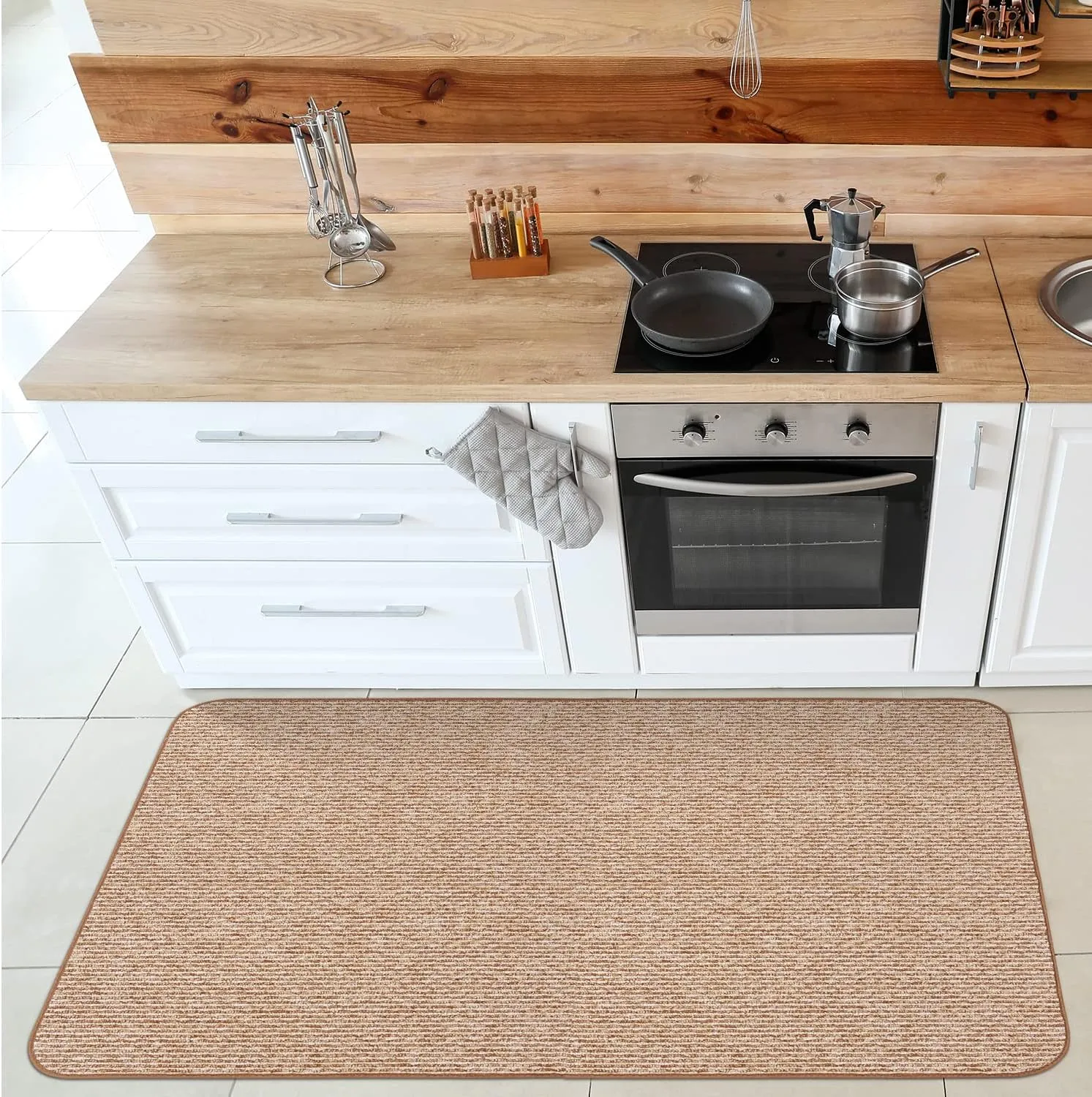 House, Home and More Skid-Resistant Carpet Indoor Area Rug Floor Mat - Praline Brown - 3 Ft X 5 Ft - Non Slip Rubber Backing, Stain Resistant, Dog Friendly, Living Room Bedroom Kitchen Entryway