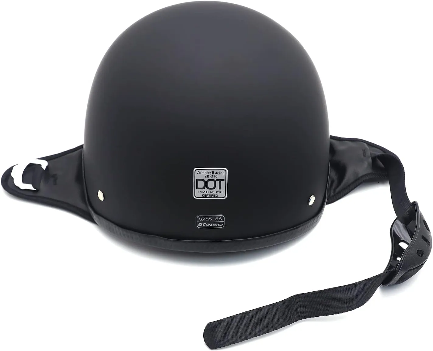 HTT Motorcycle DOT Certified Matte Black Flat Black Harley Davidson Half Face Helmet Chopper Cruiser Biker S/M/L/XL