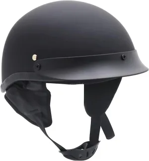HTT Motorcycle DOT Certified Matte Black Flat Black Harley Davidson Half Face Helmet Chopper Cruiser Biker S/M/L/XL