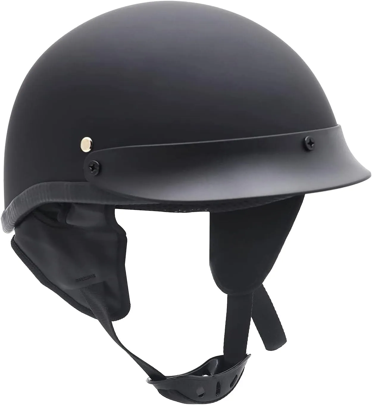HTT Motorcycle DOT Certified Matte Black Flat Black Harley Davidson Half Face Helmet Chopper Cruiser Biker S/M/L/XL