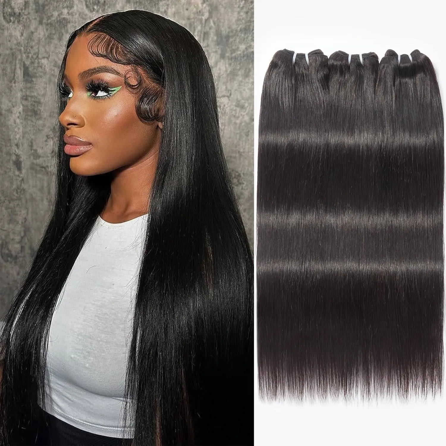 Human Hair Bundles 16A Brazilian Virgin Hair Straight Bundles 20 22 24 Inch Thick Weave Natural Black