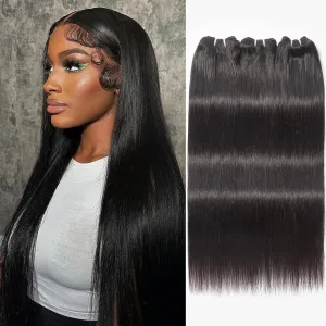 Human Hair Bundles 16A Brazilian Virgin Hair Straight Bundles 20 22 24 Inch Thick Weave Natural Black