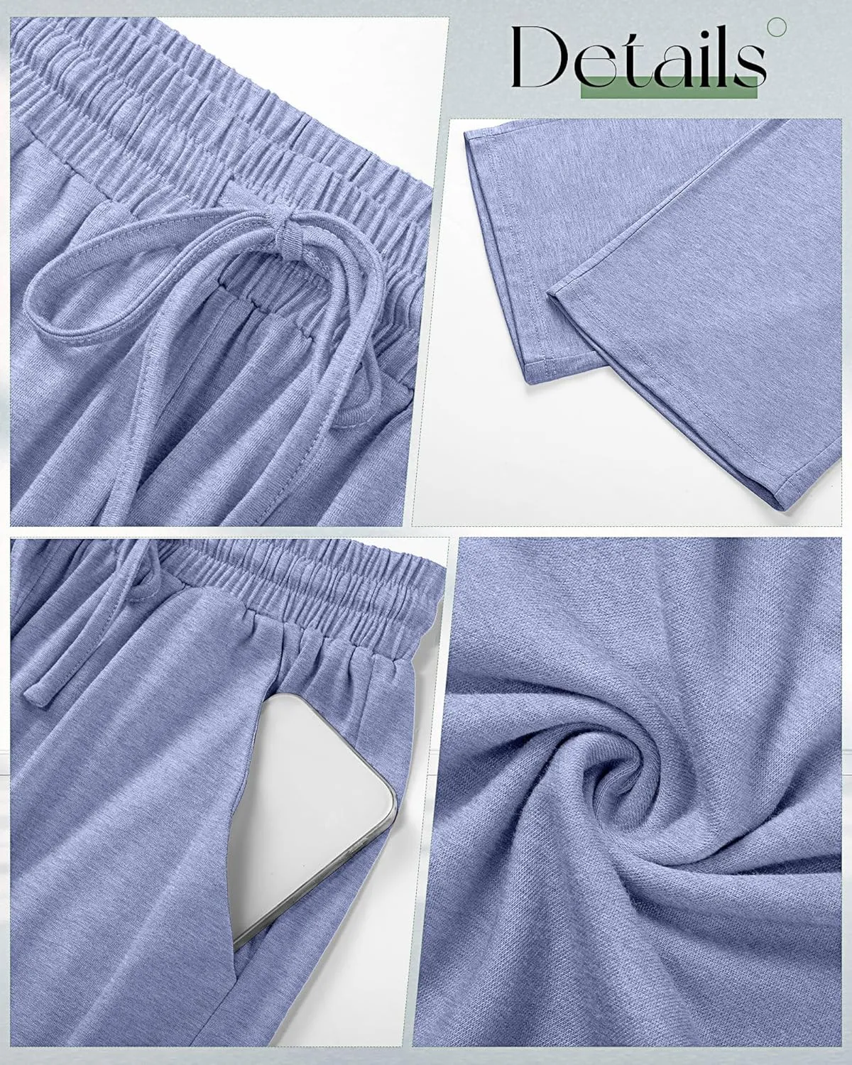 Huukeay 3 Pack Women's Capri Sweatpants, Cozy Lounge Drawstring Capris with Pockets Wide Legs Jogger Workout Yoga Pants