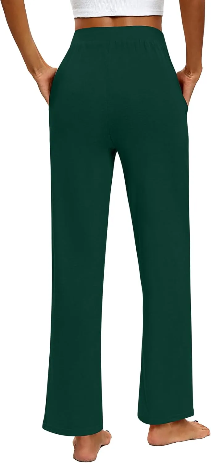 Huukeay 3 Pack Women's Lounge Pants, Cozy Wide Leg Lounge Pants with Pockets Loose Flowy Yoga Sweatpants Workout Comfy Jogger