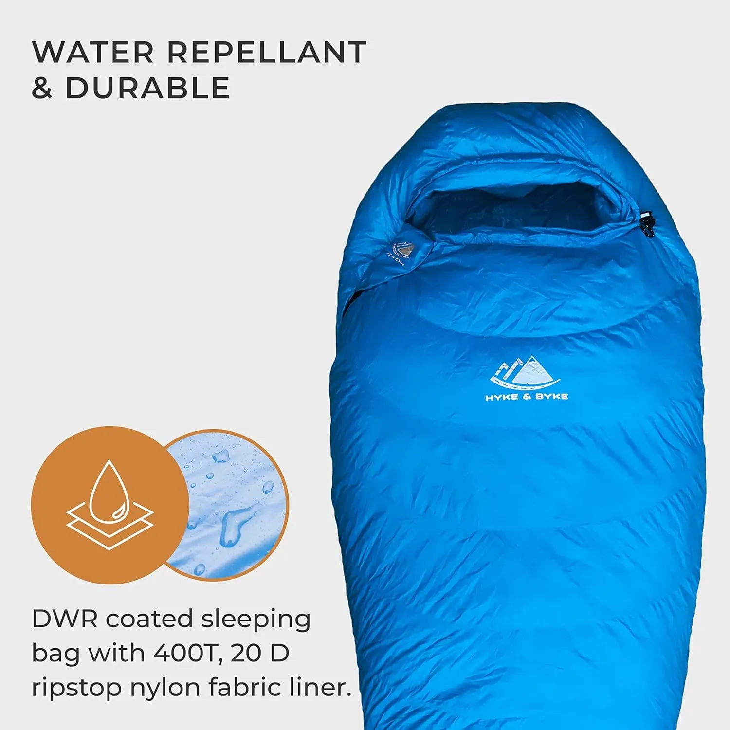 Hyke & Byke Snowmass 0°F Cold Weather Mummy Hiking & Backpacking Sleeping Bag - Duck Down 650 FP 4 Season Sleeping Bags for Adults - Ultralight with Compression Stuff Sack