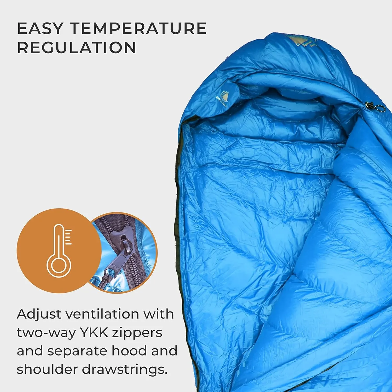 Hyke & Byke Snowmass 0°F Cold Weather Mummy Hiking & Backpacking Sleeping Bag - Duck Down 650 FP 4 Season Sleeping Bags for Adults - Ultralight with Compression Stuff Sack