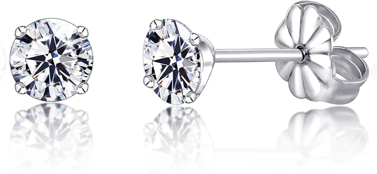 Hypoallergenic G23 Titanium Earrings, F136 Pure Titanium Implant Grade, Suitable for Sensitive Ears with Birthstone Crystals CZ Simulated Diamonds