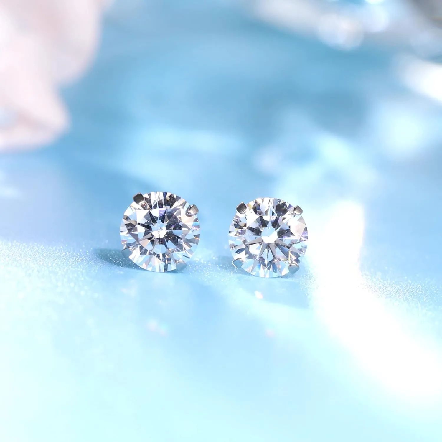 Hypoallergenic G23 Titanium Earrings, F136 Pure Titanium Implant Grade, Suitable for Sensitive Ears with Birthstone Crystals CZ Simulated Diamonds