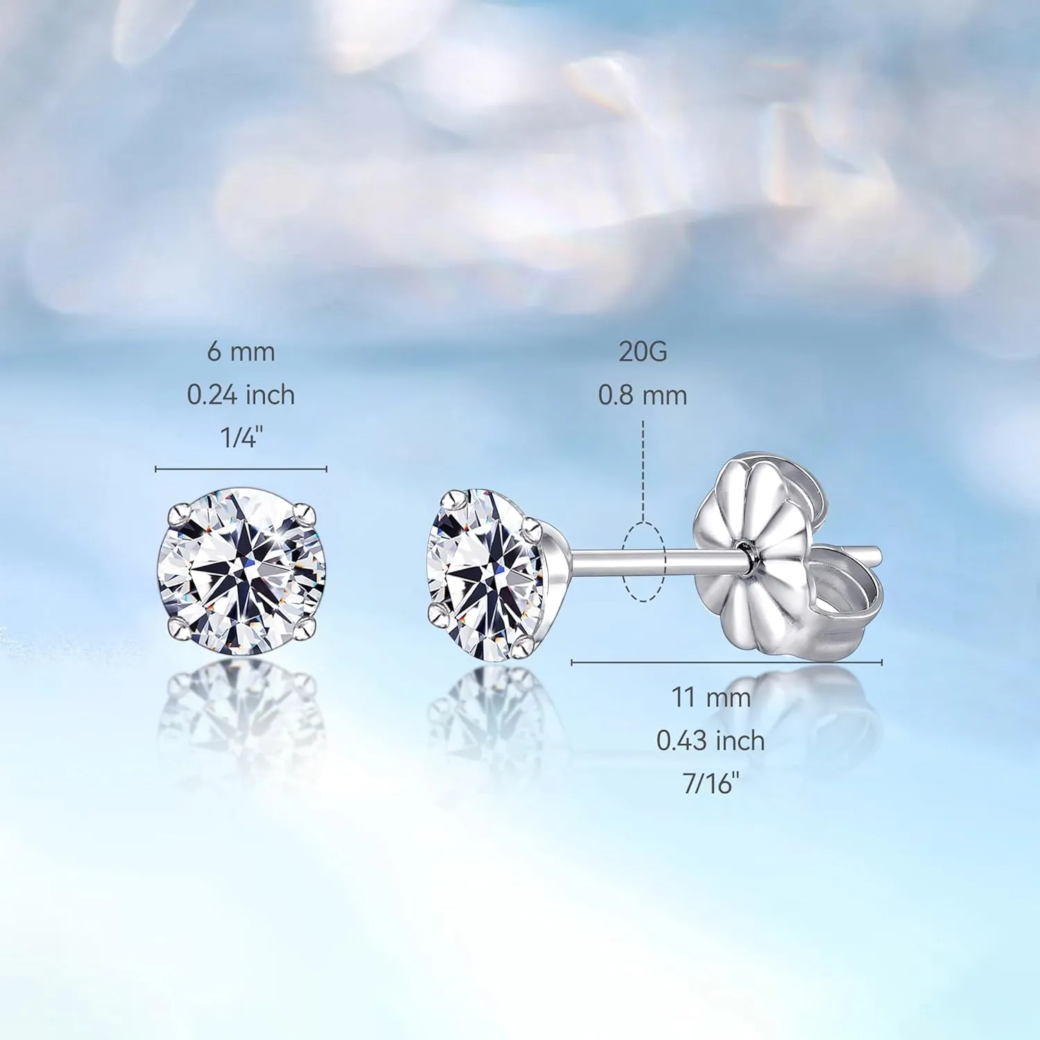 Hypoallergenic G23 Titanium Earrings, F136 Pure Titanium Implant Grade, Suitable for Sensitive Ears with Birthstone Crystals CZ Simulated Diamonds